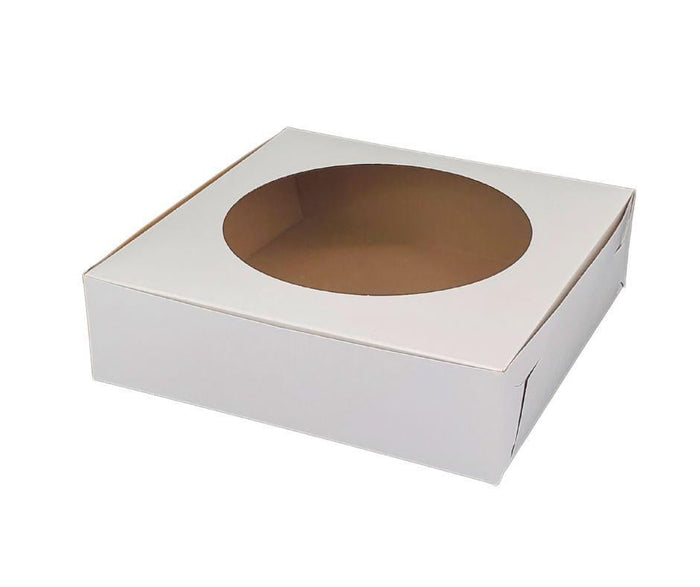 EB - White Cake Boxes - W/Window - 9x9x2.5 (Pie Box)