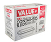 Value+ - 38oz Rectangular White Plastic Container