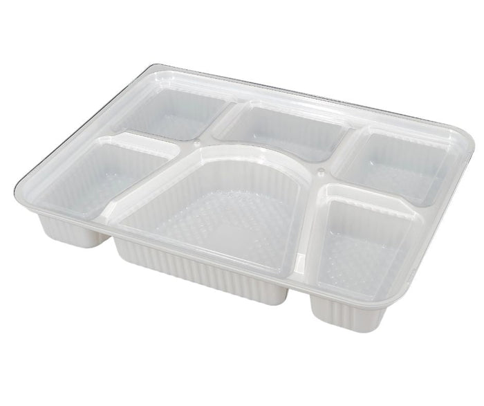 Take Out Tray - 6 Comp. - Combo - Black/White (Thali)