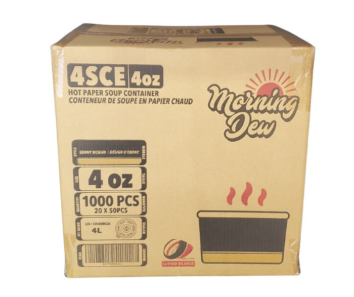Morning Dew - 4 oz Paper Soup Container - Ebony Print - 4SCE