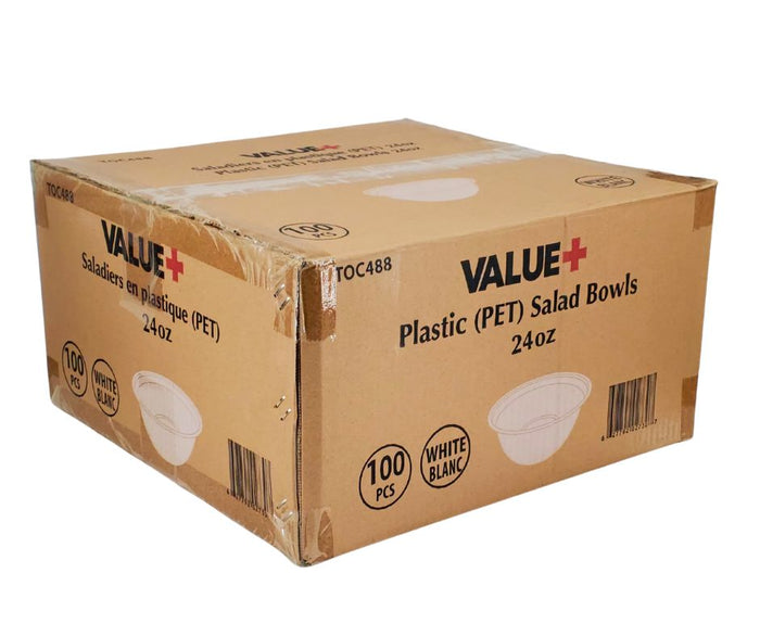 Value+ - 24oz Salad Bowl - PET - White