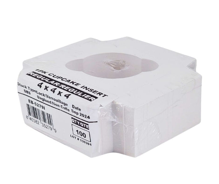 EB - 4 x 4 x 4 - Single Cupcake Insert Fits - White - 5279I