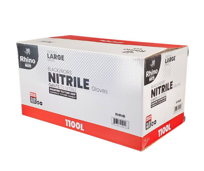 Rhino - NX11 - Black Nitrile Gloves - Diamond - 6mil - Large - 1100L
