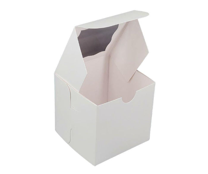 EB - Cup Cake Box with Window - White - 4x4x4