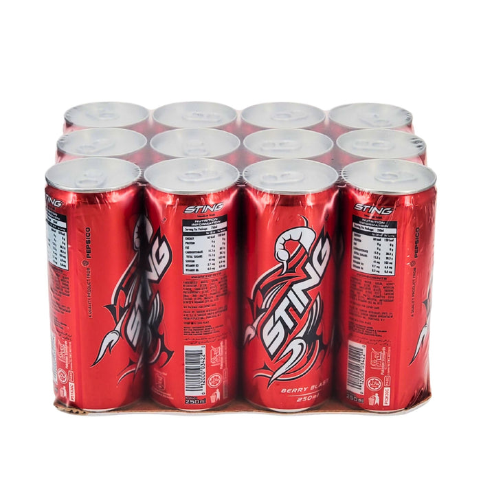 Sting Red Berry Blast Energy Drink Cans 12x250mL