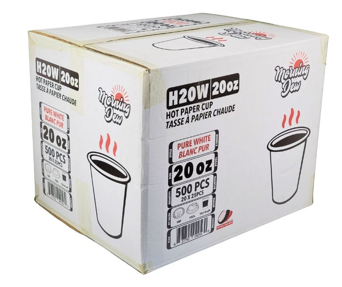 Morning Dew - 20 oz Hot Paper Cups - White - H20W