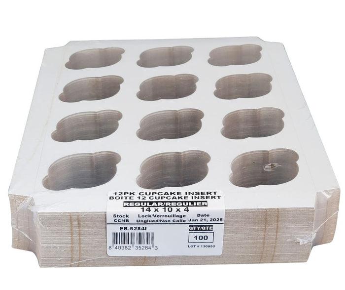 EB - 14 x 10 x 4 - 12 Cupcake Insert Fits Box - White - 5284I