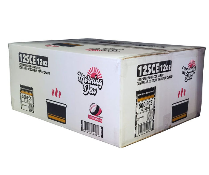 Morning Dew - 12 oz Paper Soup Container - Ebony Print - 12SCE