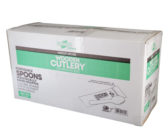 Eco-Craze - Wooden Spoon- Individually Paper Wrapped