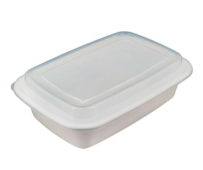 Value+ - 38oz Rectangular White Plastic Container