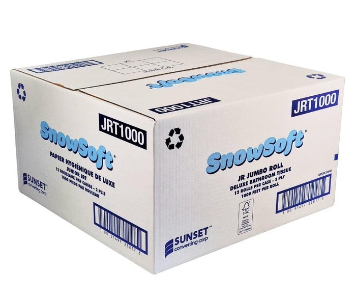 Snow Soft - JRT 2 Ply Bathroom Tissue Roll - 1000' - JRT1000