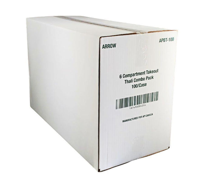 Take Out Tray - 6 Comp. - Combo - Black/White (Thali)