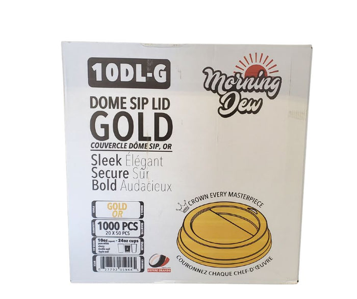 Morning Dew - Dome Sip Lid for 10-24oz Hot Paper Cups - Gold - 10DL-G