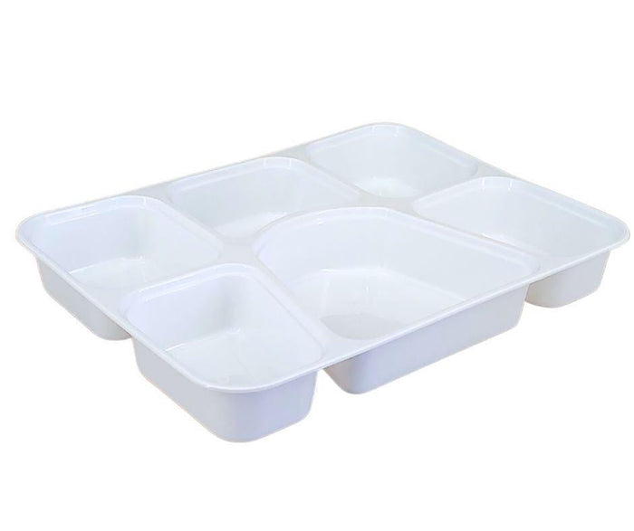 Value+ - 6 Comp Take-Out Thali with Lid - White - PP