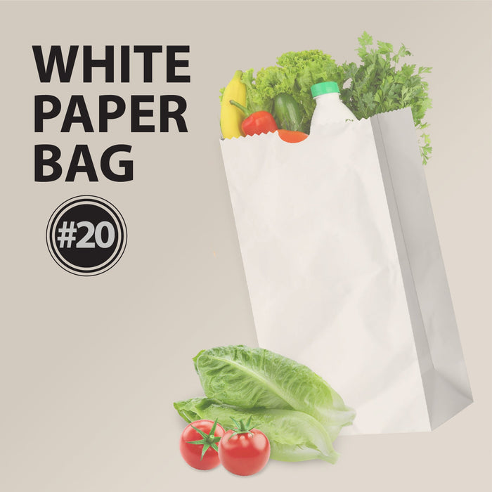 Paper Bags - White - #20 - Made in Canada