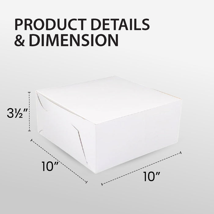 EB - White Cake Boxes - 10x10x3½