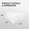 EB - White Cake Boxes - 10x10x3½