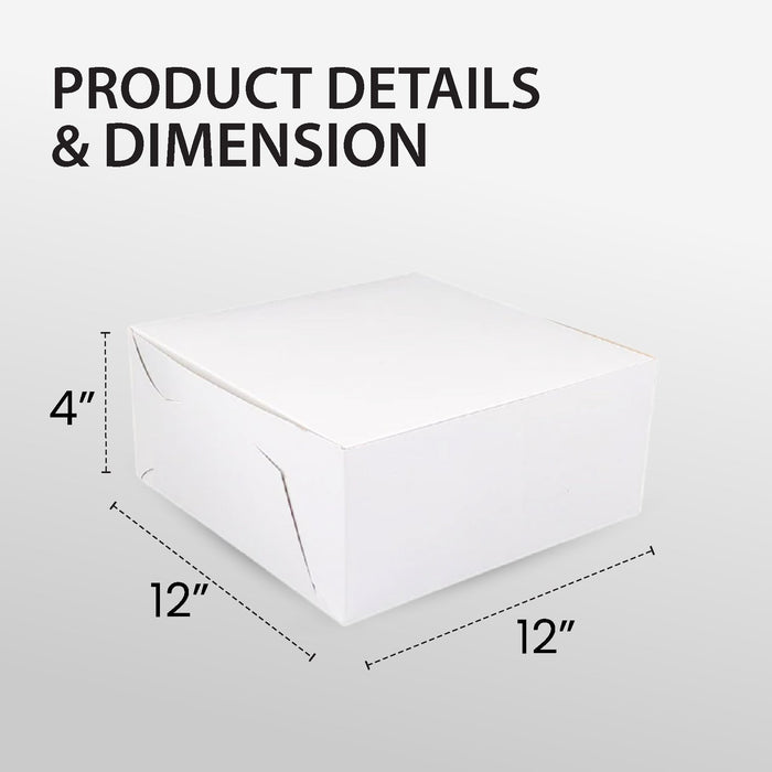 EB - White Cake Boxes - 12x12x4