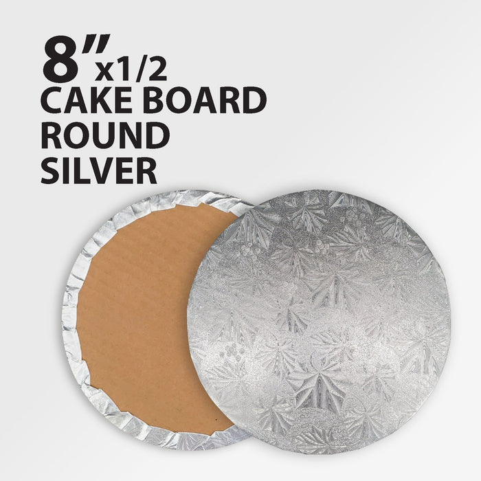 CLR - Enjay - Cake Board - Round - Silver - 8x1/2