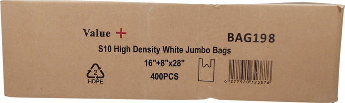 Value+ - S10 Jumbo High Density - White Shopping Bags