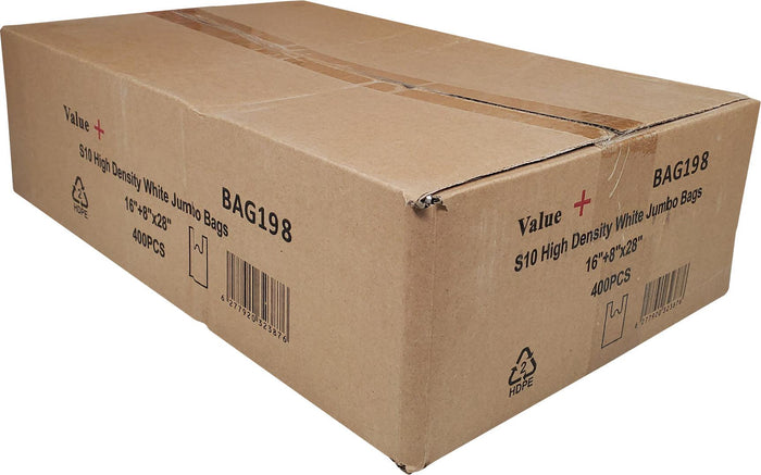 Value+ - S10 Jumbo High Density - White Shopping Bags