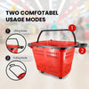 45L Shopping Basket - Handle & Wheels - RED