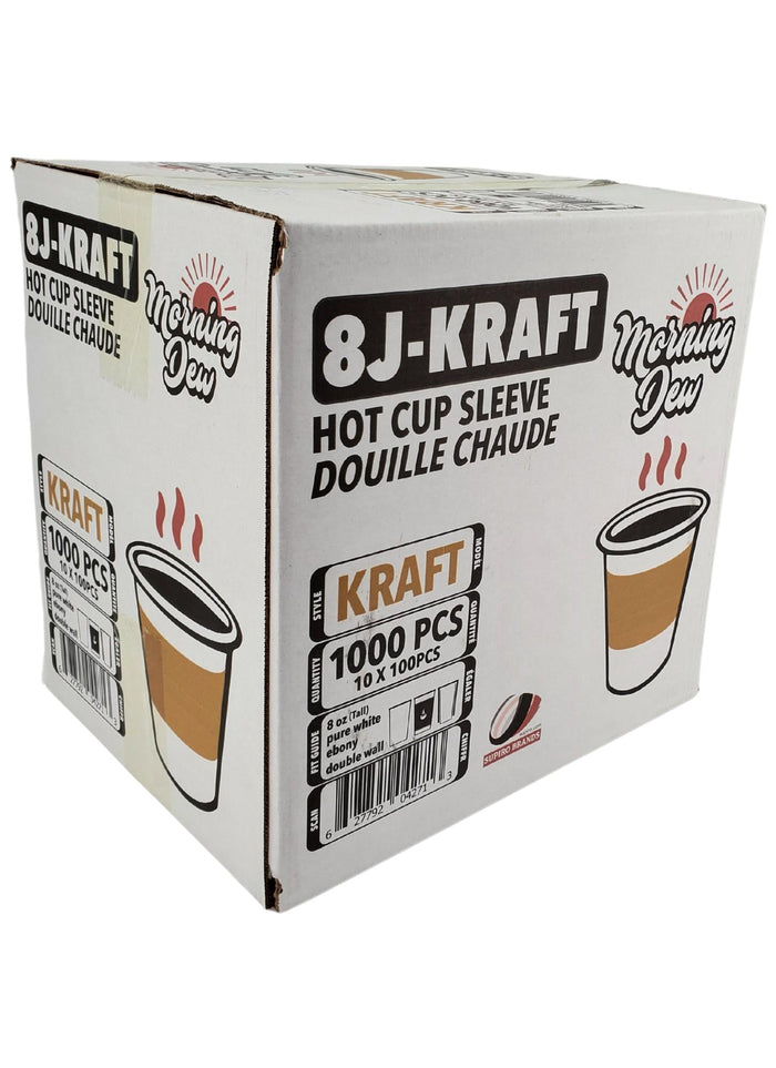 Morning Dew - Hot Cup Sleeves for 8 oz Tall Hot Paper Cups - Kraft - 8J-Kraft