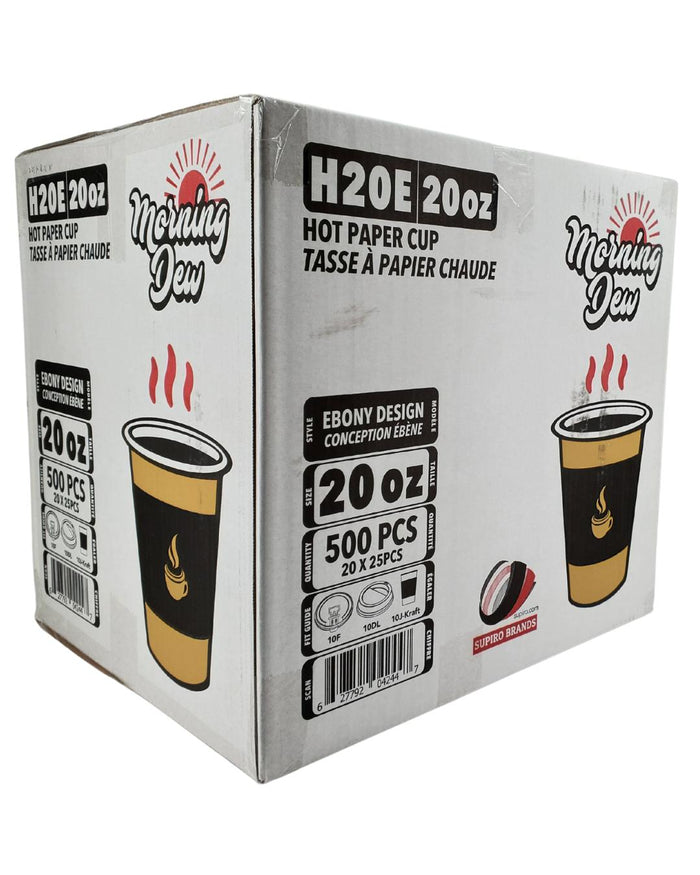 Morning Dew - 20 oz Hot Paper Cups - Ebony Print - H20E