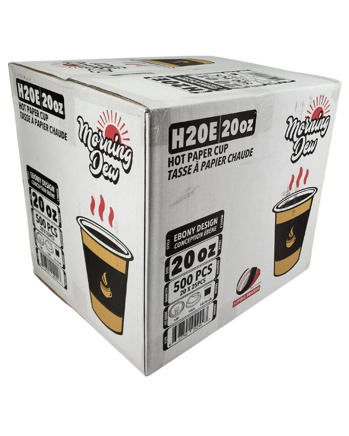 Morning Dew - 20 oz Hot Paper Cups - Ebony Print - H20E