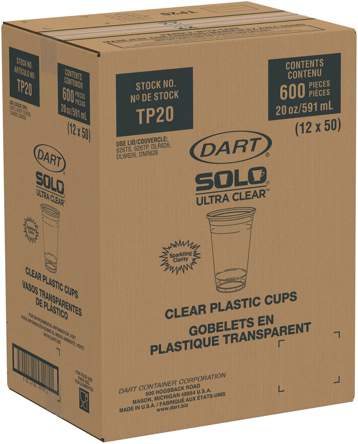 Dart - Plastic Cups - Clear - 20 oz - TP20