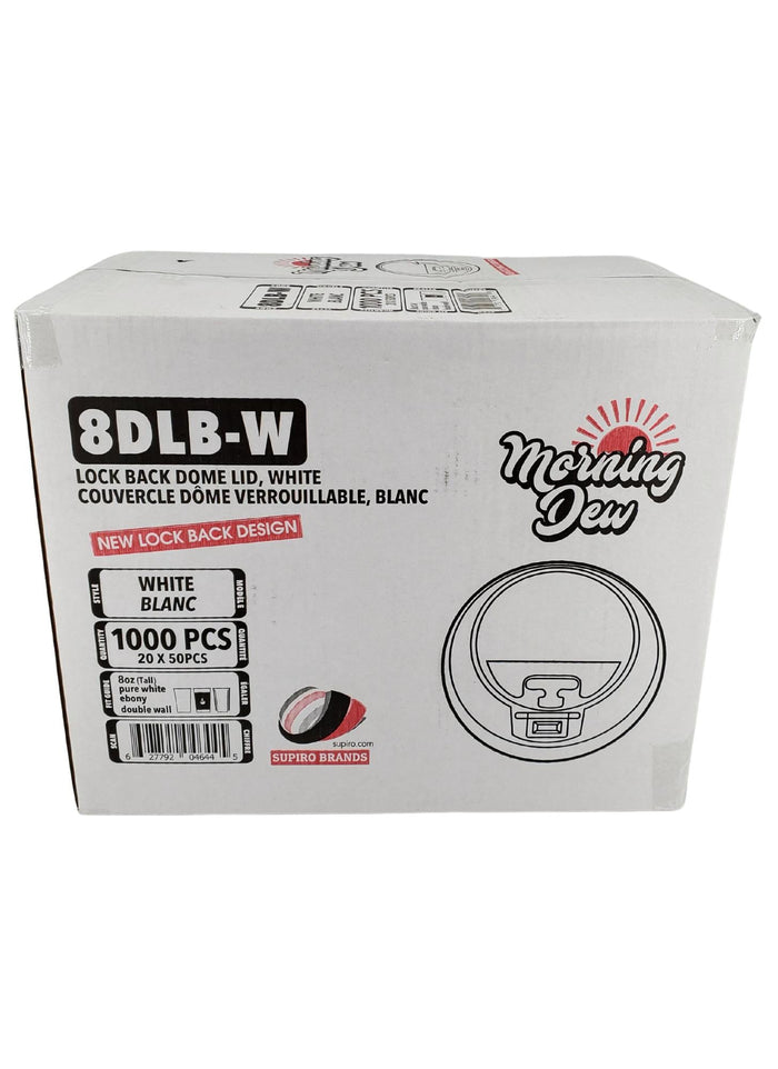 Morning Dew - Lock Back, Dome Sip Lid for 8 oz Tall Hot Paper Cups - White