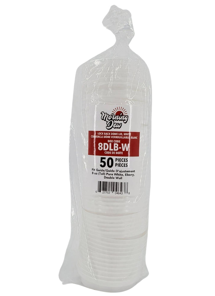 Morning Dew - Lock Back, Dome Sip Lid for 8 oz Tall Hot Paper Cups - White