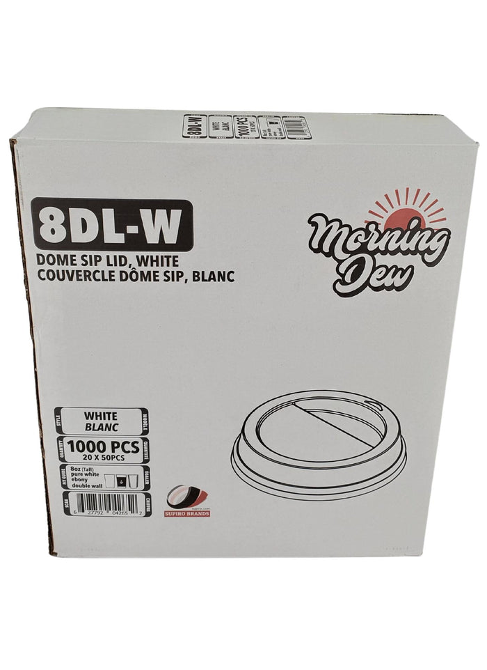 Morning Dew - Dome Sip Lid for 8 oz Tall Hot Paper Cups - White - 8DL-W