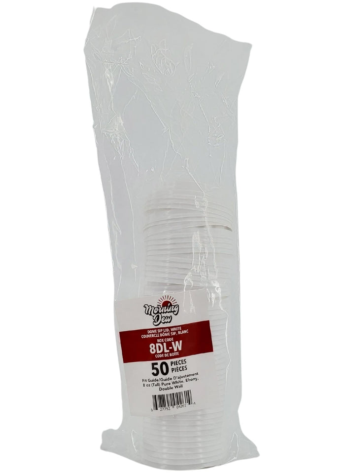 Morning Dew - Dome Sip Lid for 8 oz Tall Hot Paper Cups - White - 8DL-W