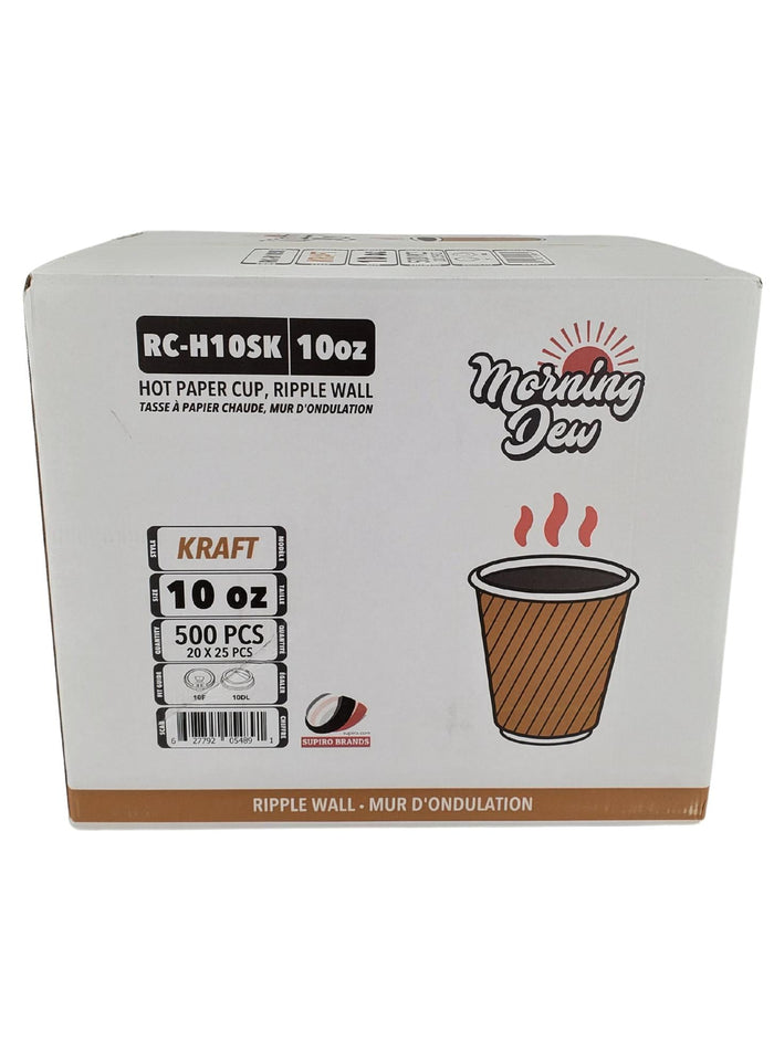 Morning Dew - 10oz Squat Hot Paper Cup - Ripple - Kraft - RC-H10SK