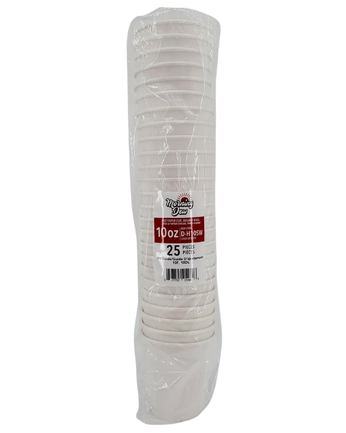 Morning Dew - 10oz Squat Hot Paper Cup - Double Wall - White - D-H10SW