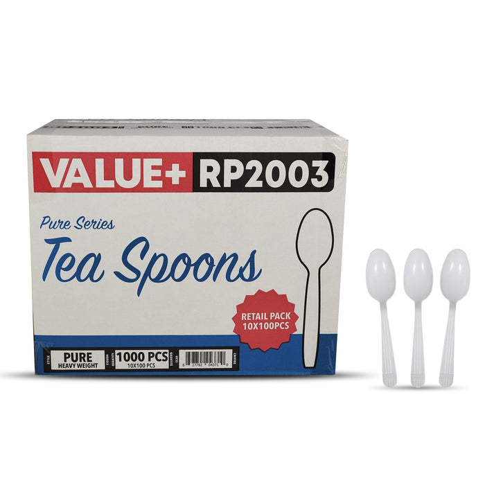 Value+ - Heavy - Plastic Tea Spoons - White - Retail Pack - RP2003