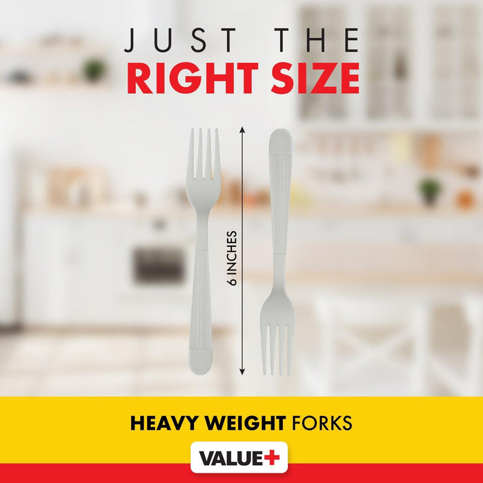 Value+ - Heavy - Plastic Forks - White - Retail Pack - RP2001