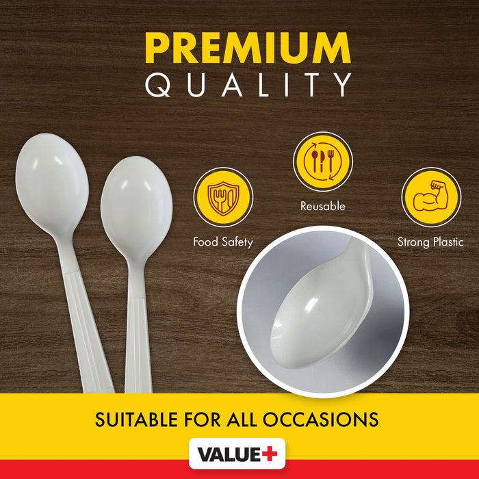 Value+ - Heavy - Plastic Soup Spoons - White - Ind. Wrapped - WP2004