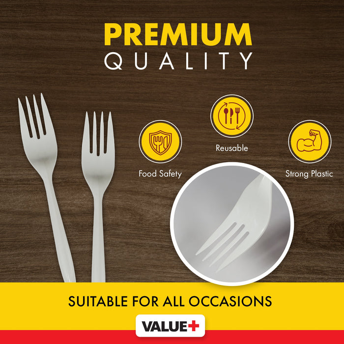 Value+ - Plastic Forks - White - Bulk - B1001