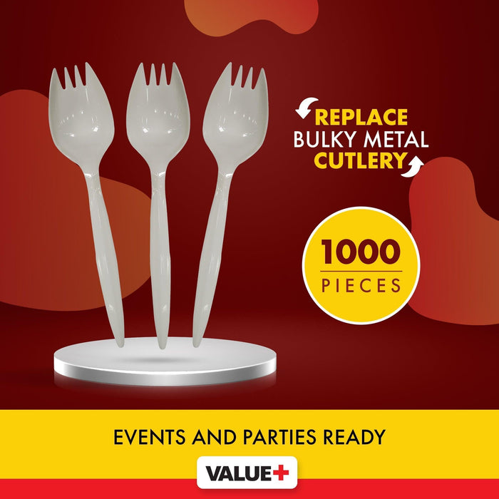 Value+ - Plastic Sporks - White - Bulk - B1005