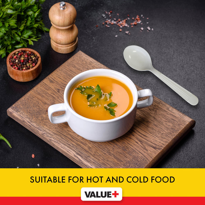 Value+ - Heavy - Plastic Soup Spoons - White - Ind. Wrapped - WP2004