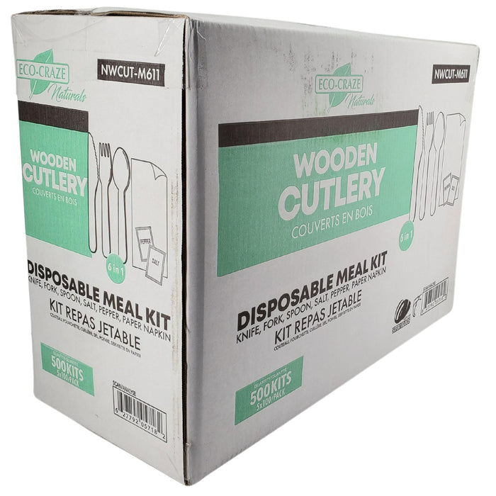 Eco-Craze - Wrapped 6pc Wooden Cutlery Kit (F/K/S/N/S/P)