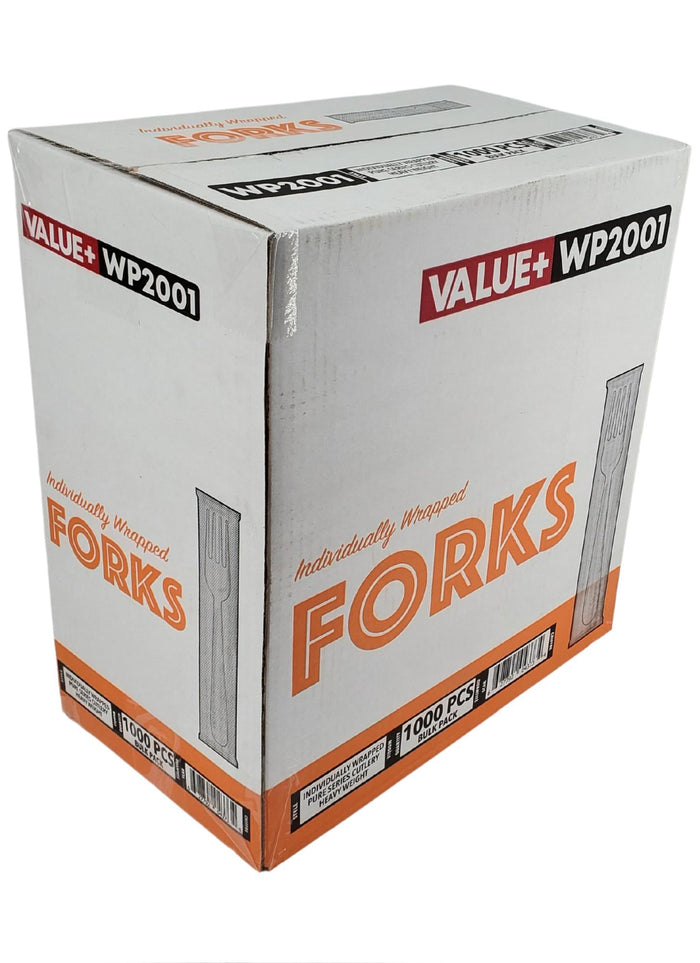 Value+ - Plastic Forks Heavy - White - Ind. Wrapped - WP2001
