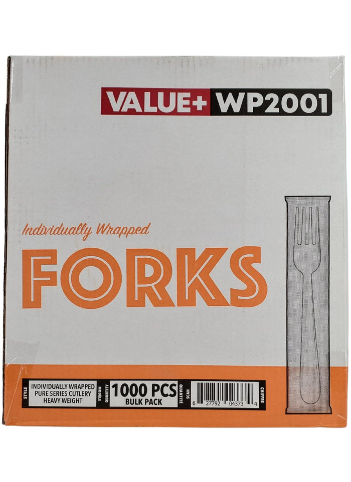 Value+ - Plastic Forks Heavy - White - Ind. Wrapped - WP2001