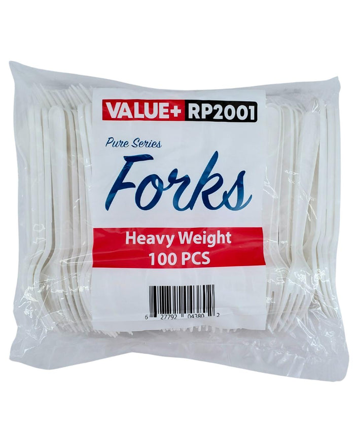 Value+ - Heavy - Plastic Forks - White - Retail Pack - RP2001