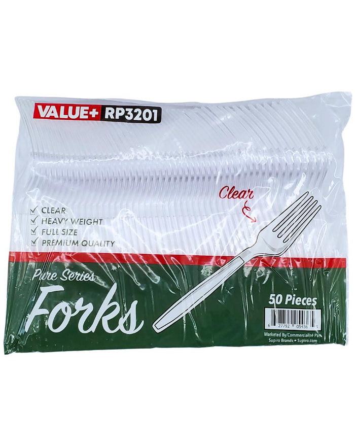 Value+ - Heavy - Plastic Forks - Clear - Retail Pack - RP3201