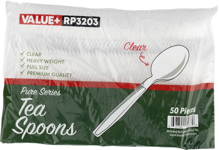 Value+ - Heavy - Plastic Tea Spoons - Clear - Retail Pack - RP3203