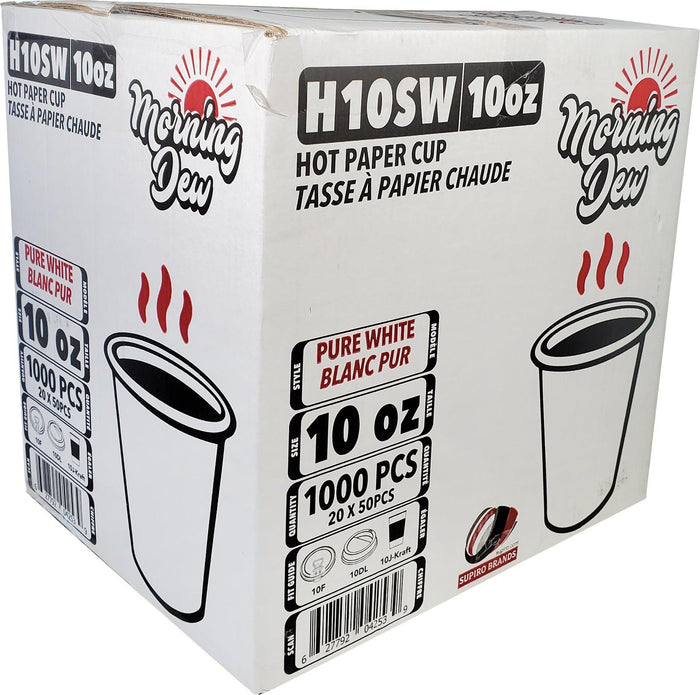 Morning Dew - 10oz Squat Hot Paper Cup - White - H10SW