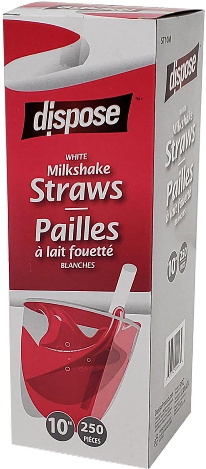 Value+ - 10'' Ind. Wrapped Milkshake Straws – White – Plastic - 6 mm
